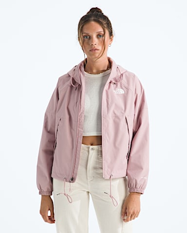 Womens Antora Rain Hoodie TNF Metal Pink Main