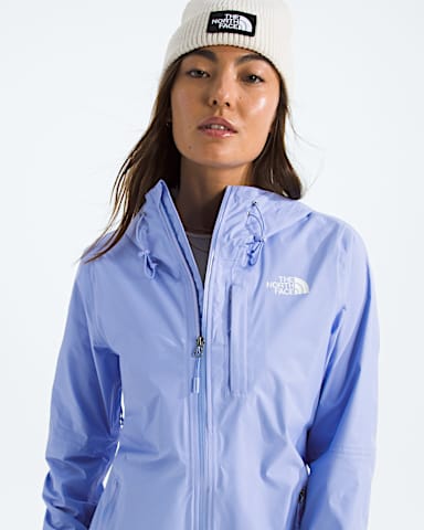 Womens Alta Vista Rain Jacket TNF Periwinkle Glow HERO3