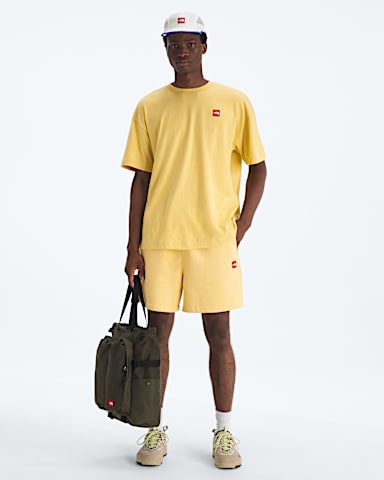 Mens TNF Red Box ShortSleeve Tee TNF Honeyed Sand HERO2