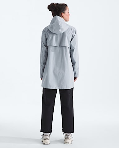 Womens Voyage Rain 3L Hooded Parka TNF Frost Grey BACK