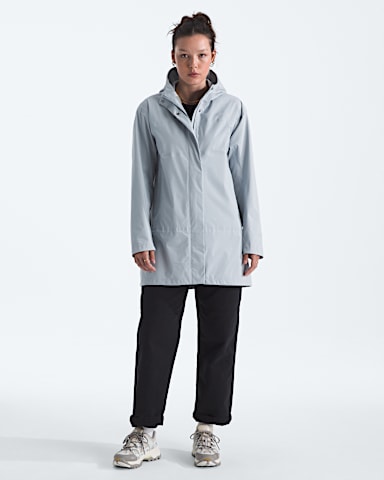 Womens Voyage Rain 3L Hooded Parka TNF Frost Grey HERO