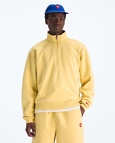 Mens TNF Red Box Half Zip TNF Honeyed Sand HERO