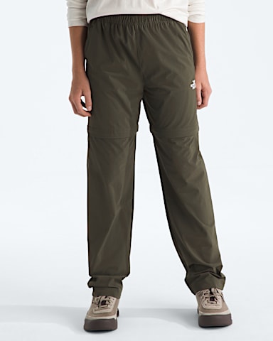 Boys  Girls Lightweight Convertible Hike Pants TNF New Taupe Green HERO2