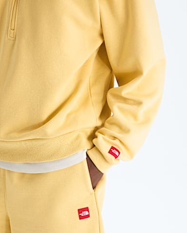 Mens TNF Red Box Half Zip TNF Honeyed Sand HERO3