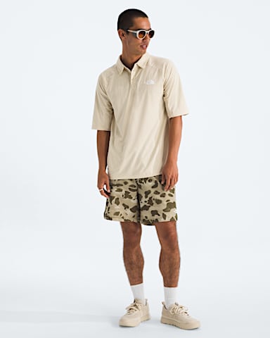 Mens LIGHTRANGE Packable ShortSleeve Polo TNF Desert Stone HERO2