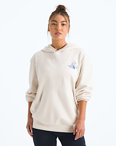 Unisex Mountain Celebration Relaxed HoodieGraphic TNF White Dune HERO3