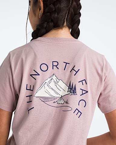Womens Monte Regular ShortSleeve TeeGraphic TNF Metal Pink HERO2