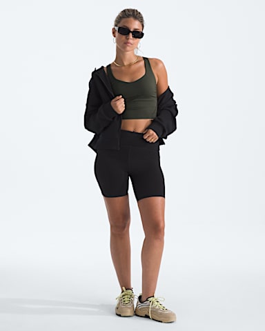 Womens Jaida Long Line Bra TNF New Taupe Green HERO2