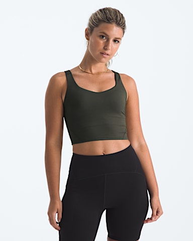 Womens Jaida Long Line Bra TNF New Taupe Green HERO