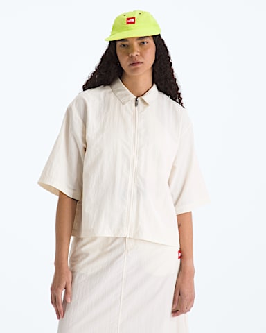 Womens TNF Red Box Nylon ShortSleeve Shirt TNF White Dune Main