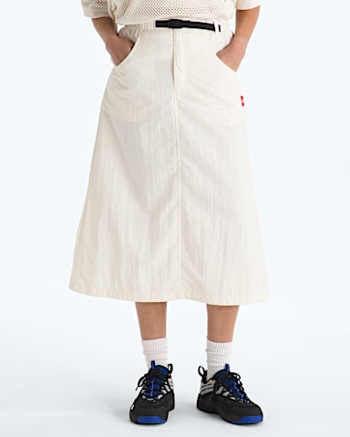 Womens TNF Red Box Nylon Belted Skirt TNF White Dune Main