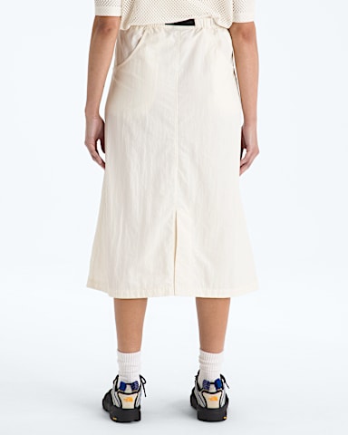 Womens TNF Red Box Nylon Belted Skirt TNF White Dune BACK