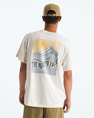 Mens Mountain Escape Relaxed ShortSleeve TeeGraphic TNF White Dune Main