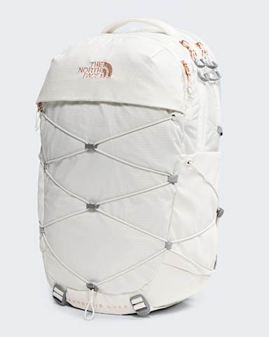 Womens Borealis Luxe Backpack  27L TNF White DuneBurnt Coral Metallic FRONT34