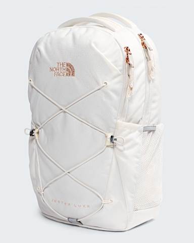 Womens Jester Luxe Backpack 27L TNF White DuneBurnt Coral Metallic FRONT34