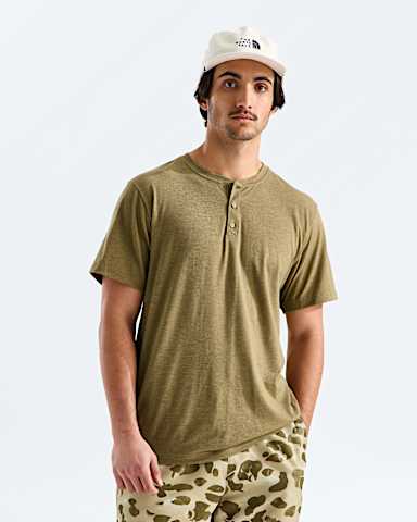 Mens TriBlend ShortSleeve Henley TNF Cedar White Heather HERO