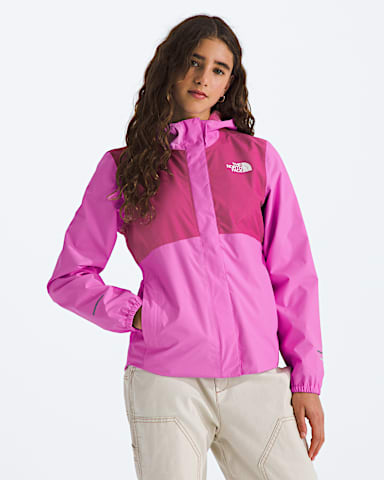 Girls Antora Rain Jacket TNF Violet CrocusFuchsia Flash Main