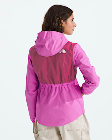Girls Antora Rain Jacket TNF Violet CrocusFuchsia Flash BACK