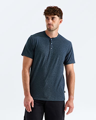 Mens TriBlend ShortSleeve Henley TNF Summit Navy White Heather HERO