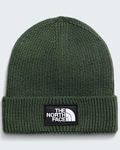 TNF Logo Box Cuffed Beanie TNF Bottle Green HERO