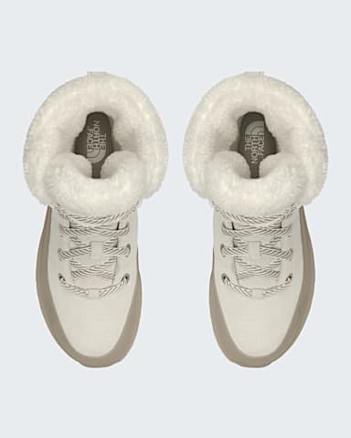 Womens Thermoball Leather Lace Up Waterproof TNF White DuneTimeless Taupe DETAILINSTEP