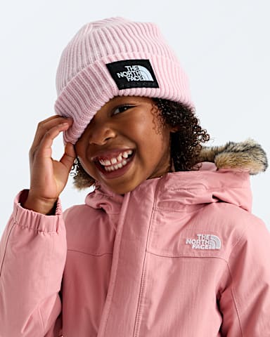 Kids Salty Lined Beanie TNF Pale Blossom MODELBACK