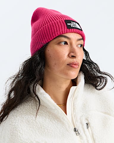 TNF Logo Box Cuffed Beanie TNF Lali Guran MODELBACK
