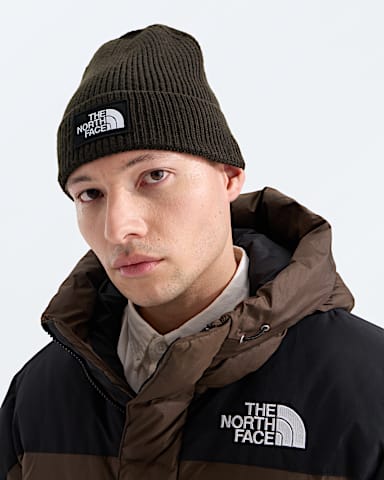 TNF Logo Box Cuffed Beanie TNF Dark Chestnut MODELBACK