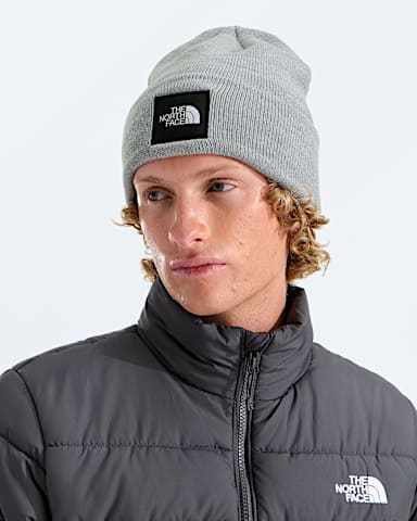 HW Dock Worker Beanie TNF TNF Pale Grey Heather MODELBACK
