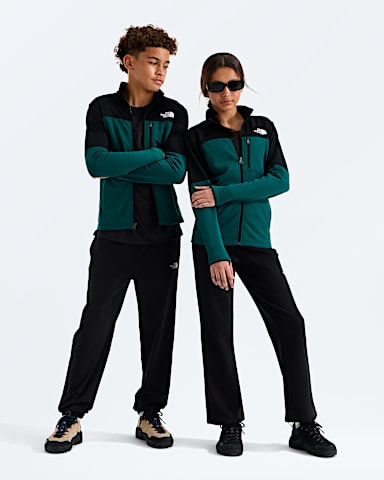 Boys Girls Hike Mid Layer FullZip TNF Pacific TealTNF Black Main
