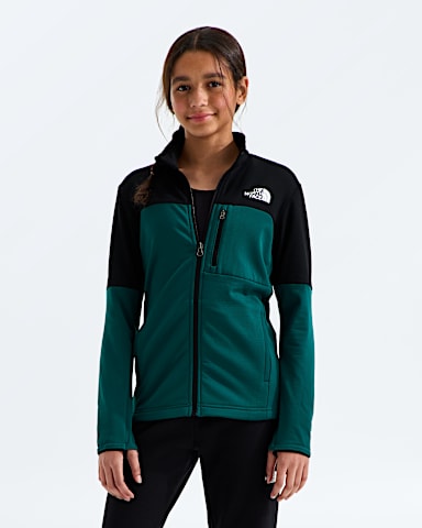 Boys Girls Hike Mid Layer FullZip TNF Pacific TealTNF Black HERO3