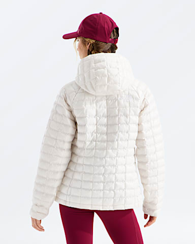 Womens THERMOBALL Hooded Jacket TNF White Dune BACK