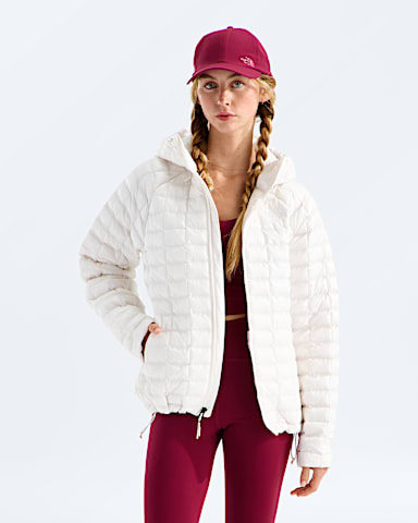 Womens THERMOBALL Hooded Jacket TNF White Dune Main