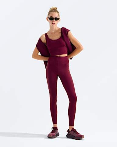 Womens Jaida Long Line Bra TNF Burgundy Crush HERO2
