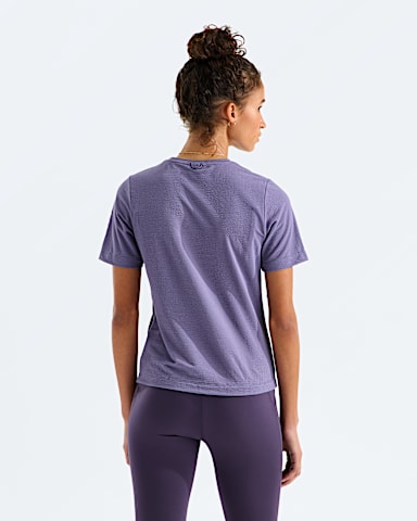 Womens Golden Ridge Ribbed Short Sleeve TNF Grounded Plum BACK