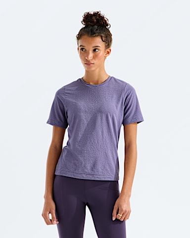 Womens Golden Ridge Ribbed Short Sleeve TNF Grounded Plum Main