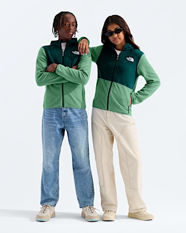 Chandail capuchon glissire pleine longueur Glacier pour garons et filles TNF Vert Algue AttenueVert Chasseur HERO