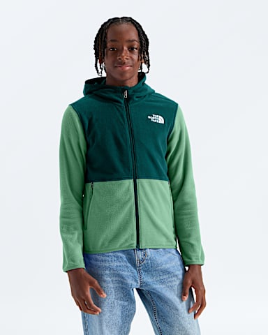 Chandail capuchon glissire pleine longueur Glacier pour garons et filles TNF Vert Algue AttenueVert Chasseur HERO2
