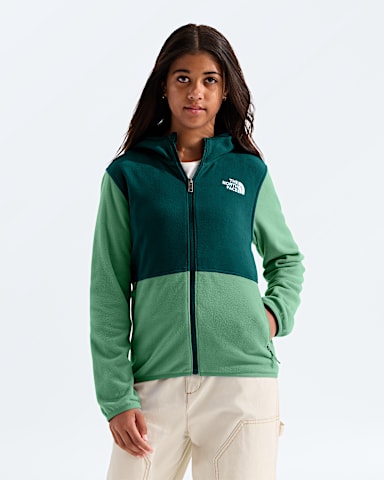 Chandail capuchon glissire pleine longueur Glacier pour garons et filles TNF Vert Algue AttenueVert Chasseur HERO3