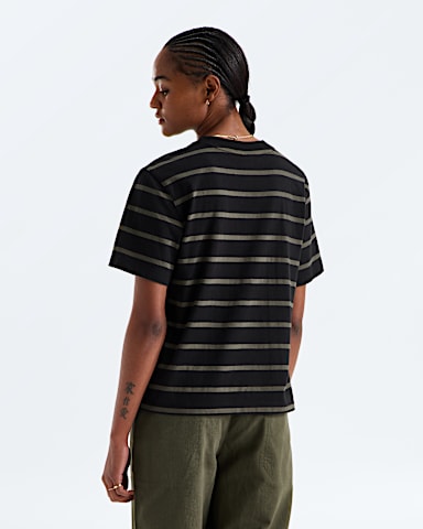 Womens Vista Stripe ShortSleeve Tee TNF TNF Black TNF Open Stripe BACK
