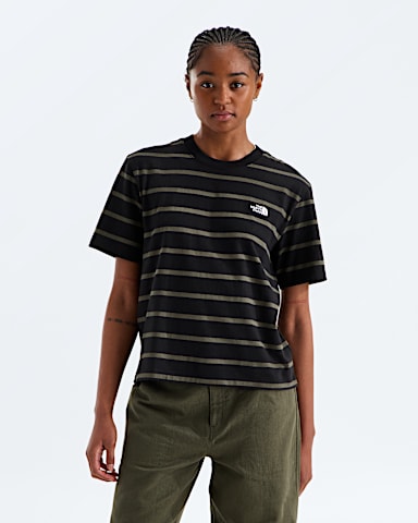 Womens Vista Stripe ShortSleeve Tee TNF TNF Black TNF Open Stripe HERO