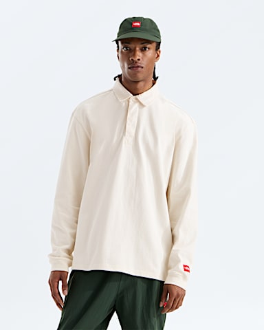 Mens TNF Red Box Rugby Shirt TNF White Dune Main