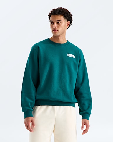 Mens Retro Trail Relaxed CrewGraphic TNF Pacific Teal BACK