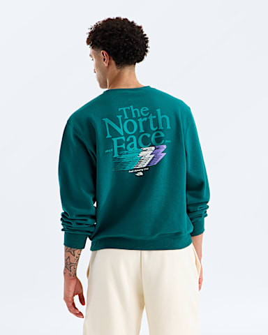 Mens Retro Trail Relaxed CrewGraphic TNF Pacific Teal Main