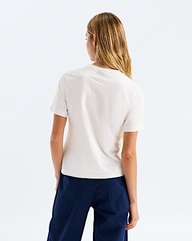 Womens Golden Ridge Ribbed Short Sleeve TNF White Dune BACK