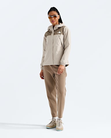 Womens Antora Rain Jacket TNF Timeless Taupe Garnet HERO2
