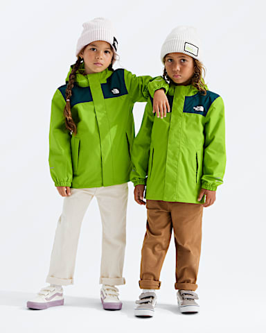 Kids Antora Rain Jacket TNF Sport MossPacific Teal Main