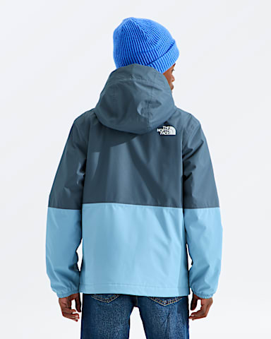 Boys Warm Antora Rain Jacket TNF Granite GreyPale Teal BACK