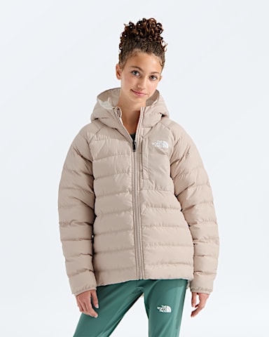 Girls Reversible Perrito Hooded Jacket TNF Timeless Taupe Main