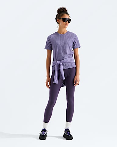 Womens Golden Ridge Ribbed Short Sleeve TNF Grounded Plum HERO2